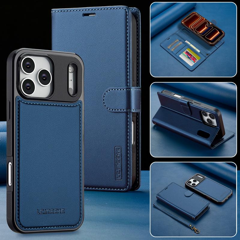 Für iPhone 17 Pro Max Brieftaschenhülle Luxuriöses Magnetisches PU-Leder Kartenfächer Klappbarer Handyhalter Abdeckung Für iPhone 16 15 14 13 Pro Max 12 11 Air
