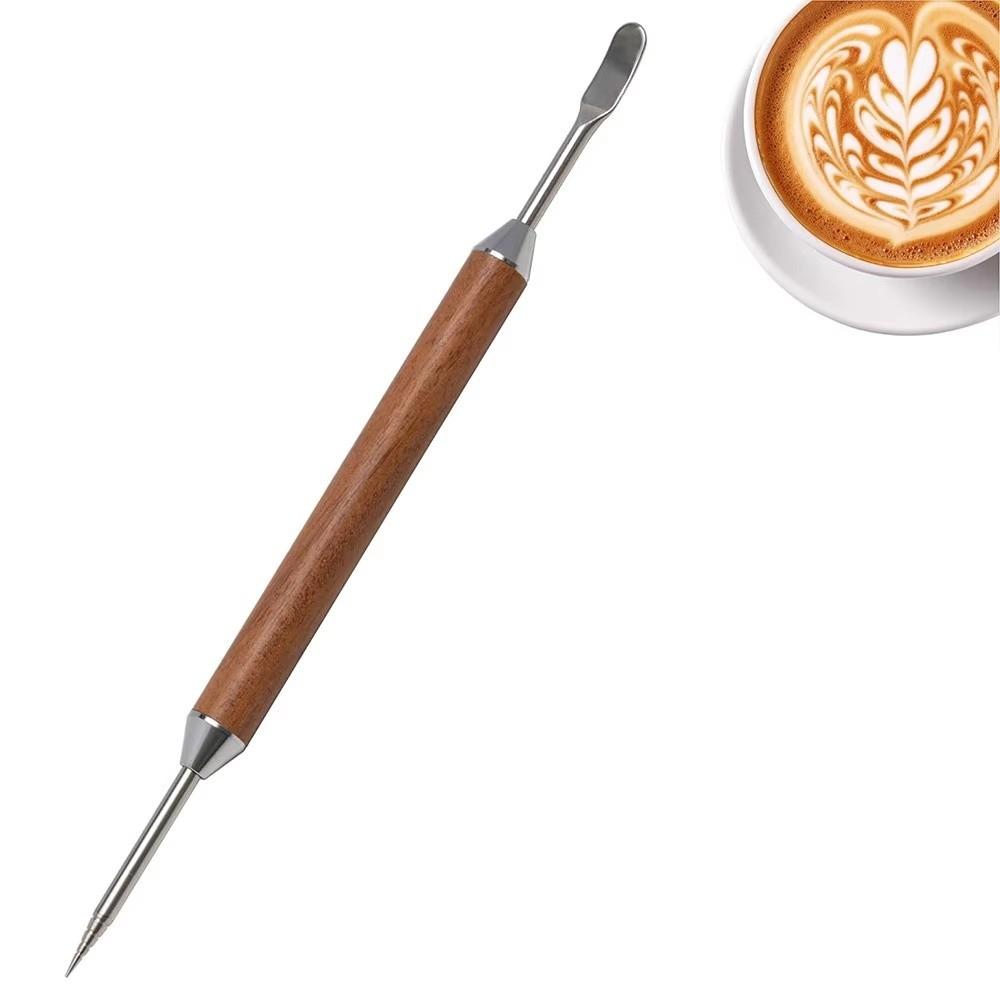 Wooden Handle Coffee Latte Art Pen Latte Pull Flower Needle Multifunctional Barista Tool Coffee Pull Modeling Tool
