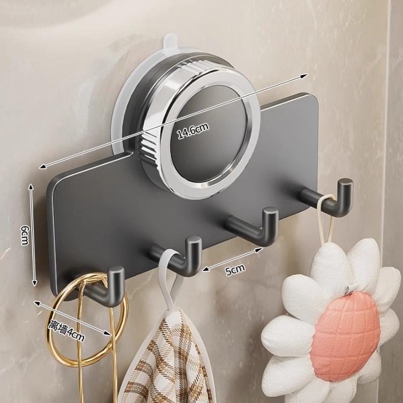 Non Perforated Suction Cup Hook Bathroom with Strong Load-bearing Capacity Wall Mounted Towel Hook Row of Storage Racks