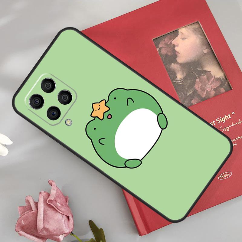 Mint Green Funny Frog Case For Samsung Galaxy M33 M15 M55 M13 M23 M53 M31 M51 M14 M34 M54 M20 M30s M32 M52 Cover