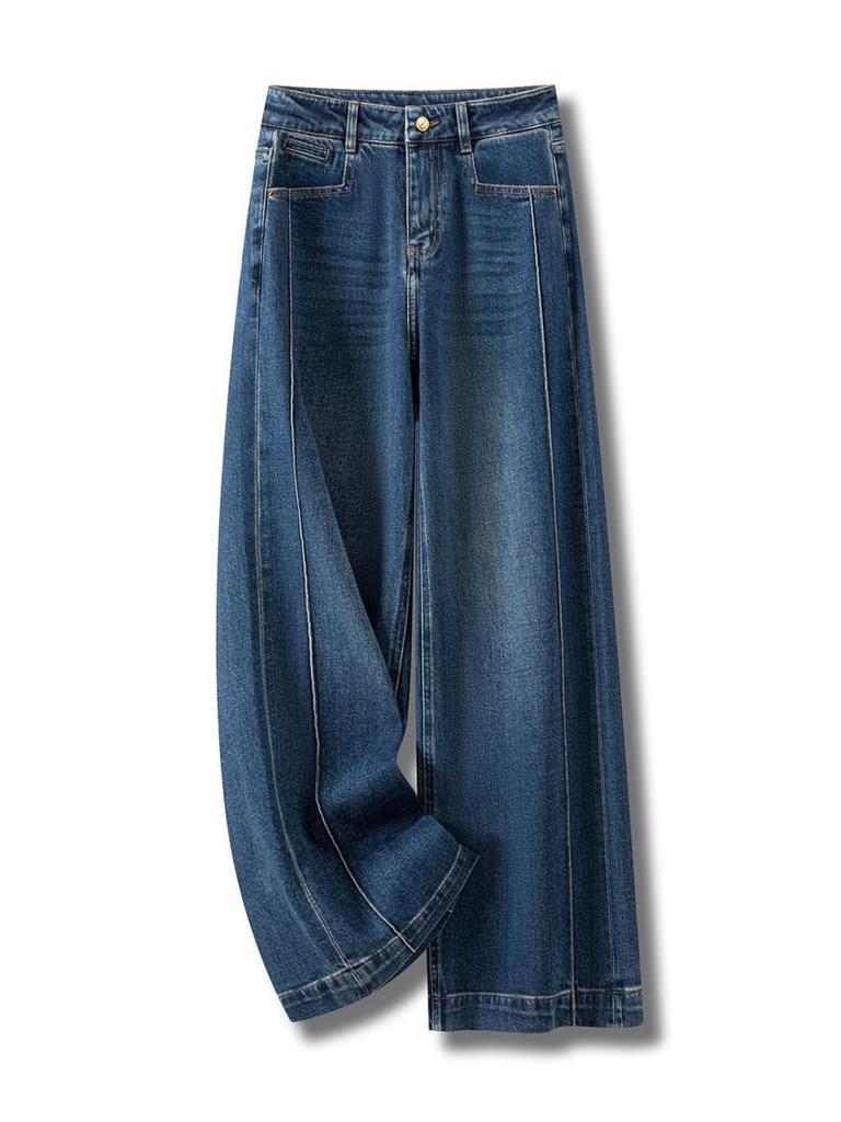 Wide-Leg High-Waisted Jeans for Women - 2025 Spring/Autumn Fashion, Slimming, Loose-Fit, Straight-Leg Pants.