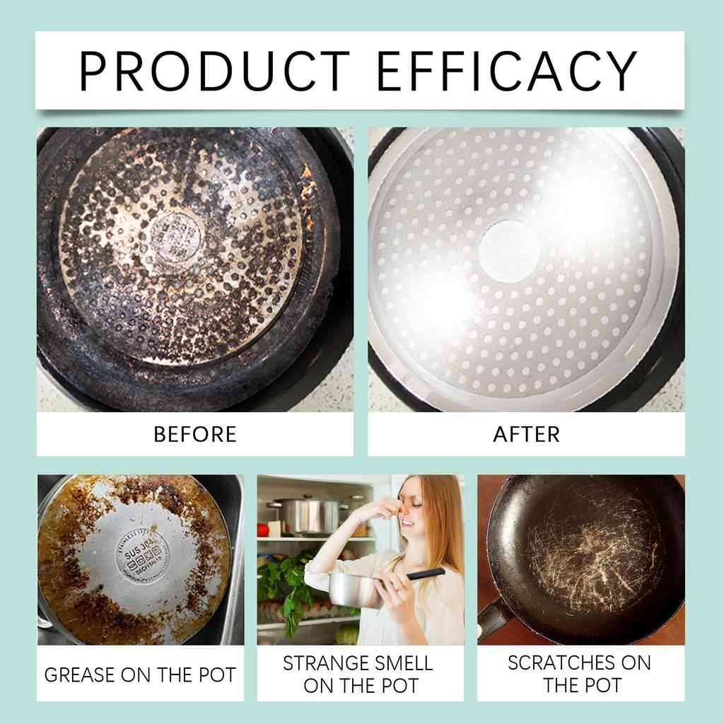 Pot and Pan Cleaner Pot and Pan Bottom Grease Cleaner Degreasing and Descaling Cleaning and Polishing Anti-rust Cleaning Solution