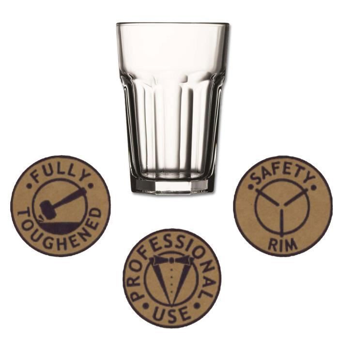 Tempered Glass Tumbler - Pasabahce - Casablanca - 42 Cl - Pack of 12 - Unbreakable and Vintage Design
