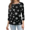 Women's Fashion Casual Christmas Tree Printed Round Neck Three-Quarter Sleeve T-Shirt Top