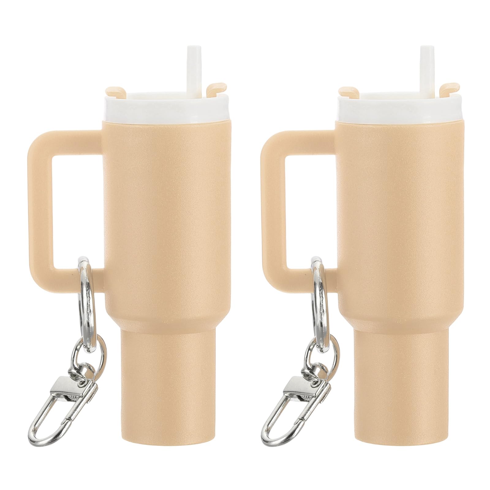 

[PATIKIL] Mini Cup Keychains, Cute Cup Decorations, Keychain Ornaments for Backpacks, Handbags, and Purses, 2-Piece Set, Style 2, Light Coffee