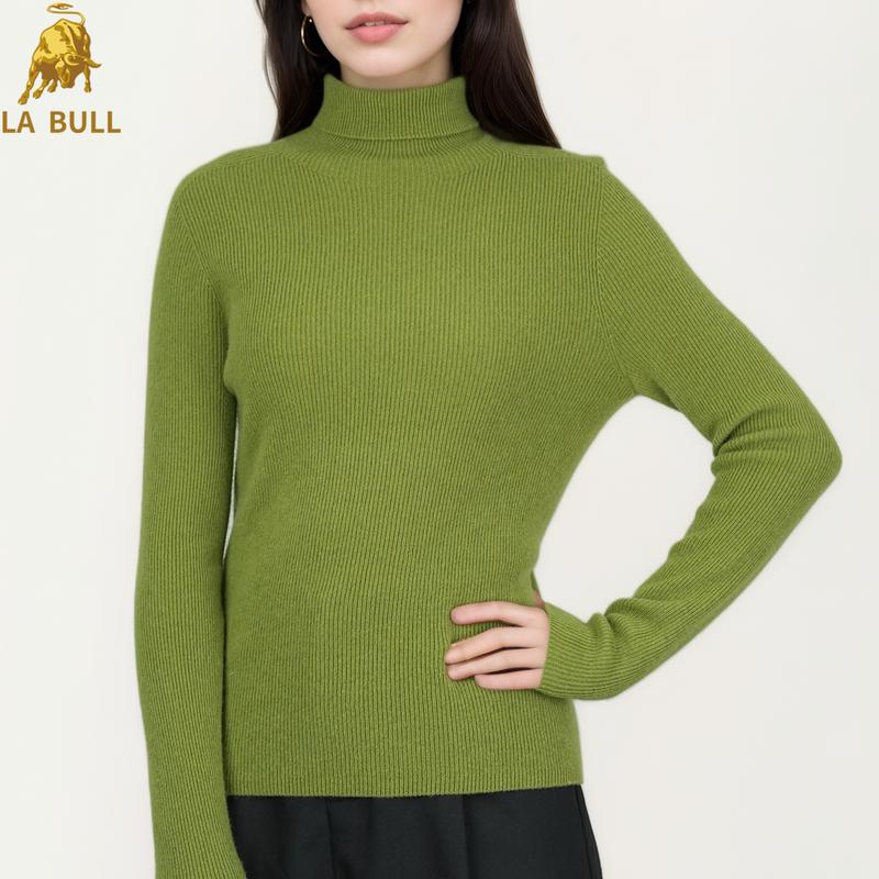 LA BULL Women's Cashmere Turtleneck Long Sleeve Knit Sweater