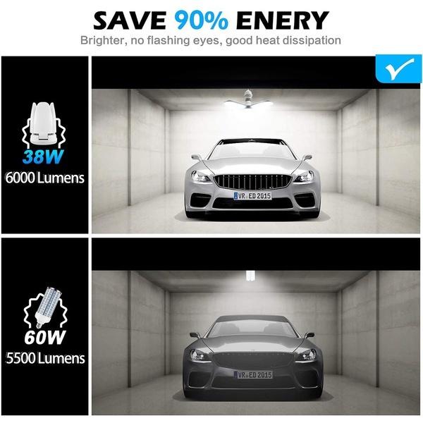 E27 LED Fan Blade Light Garage Light Deformable AC85-265V 28W Folding Ceiling Light Workshop Lamp LED Home Ceiling Lighting