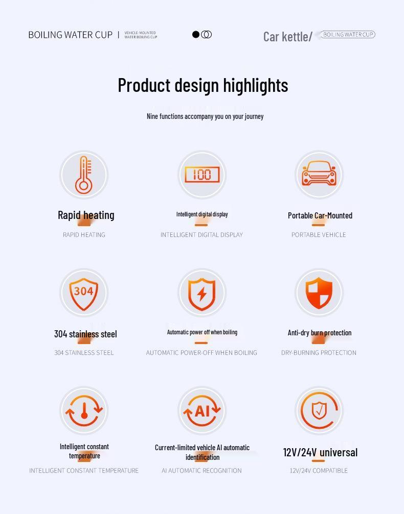 Dvounapěťová auto elektrická konvice: USB chytrý vyhřívaný izolační hrnek pro 12V/24V