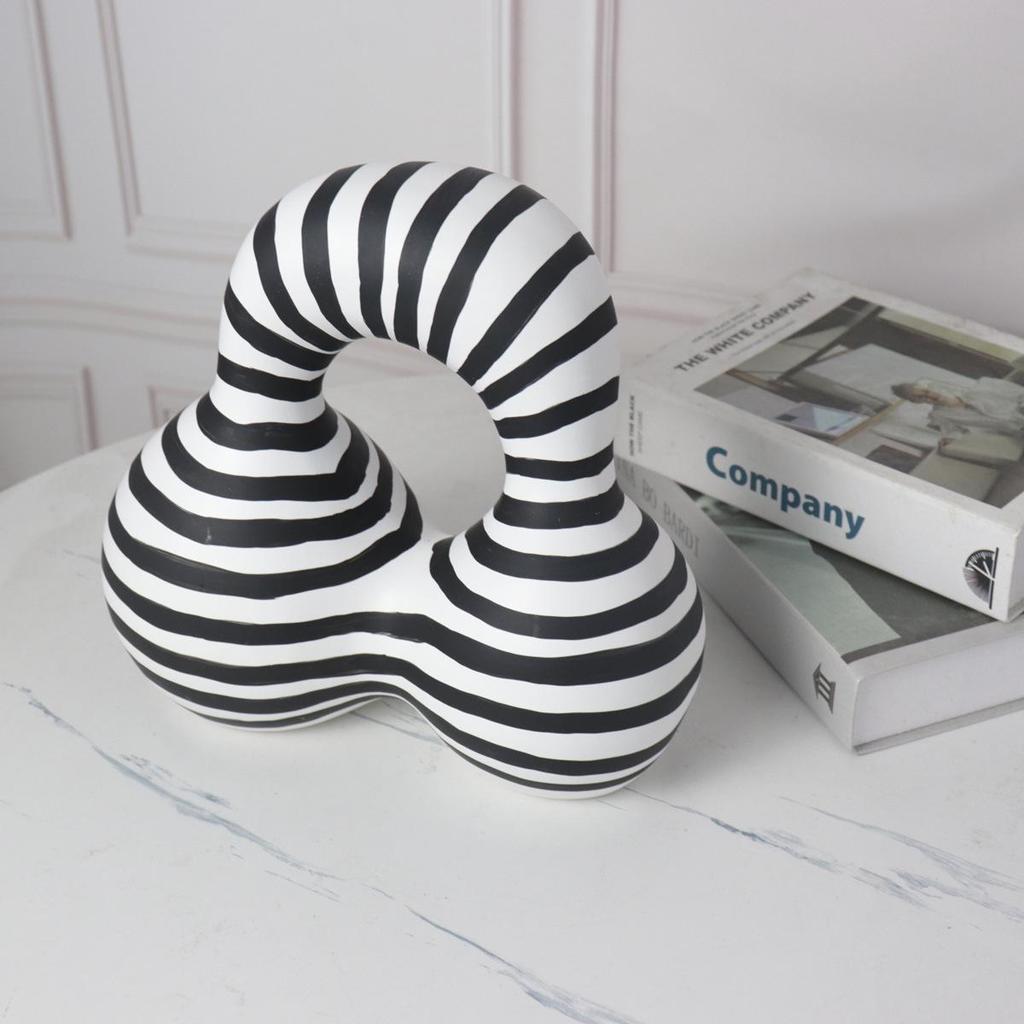 Nordic Black & White Striped Ornament for Home Decor and Office Display
