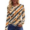 Women's Long Sleeve Halloween Print Top Split Hem Round Neck Casual Pullover Shirt with Festive Graphic Design for Seasonal Wear
