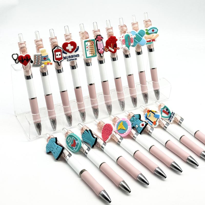 6/10 Stück Krankenakte Stifte Krankenschwester Arzt Schreibgelstifte Tag der Krankenschwester Geschenk Student Einziehbarer Kugelschreiber