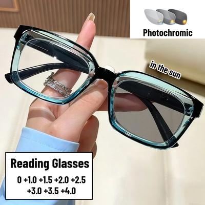 Men's and Women's Fashion Photochromic Reading Glasses New High-definition Anti-blue Light Color-changing Presbyopia Glasses