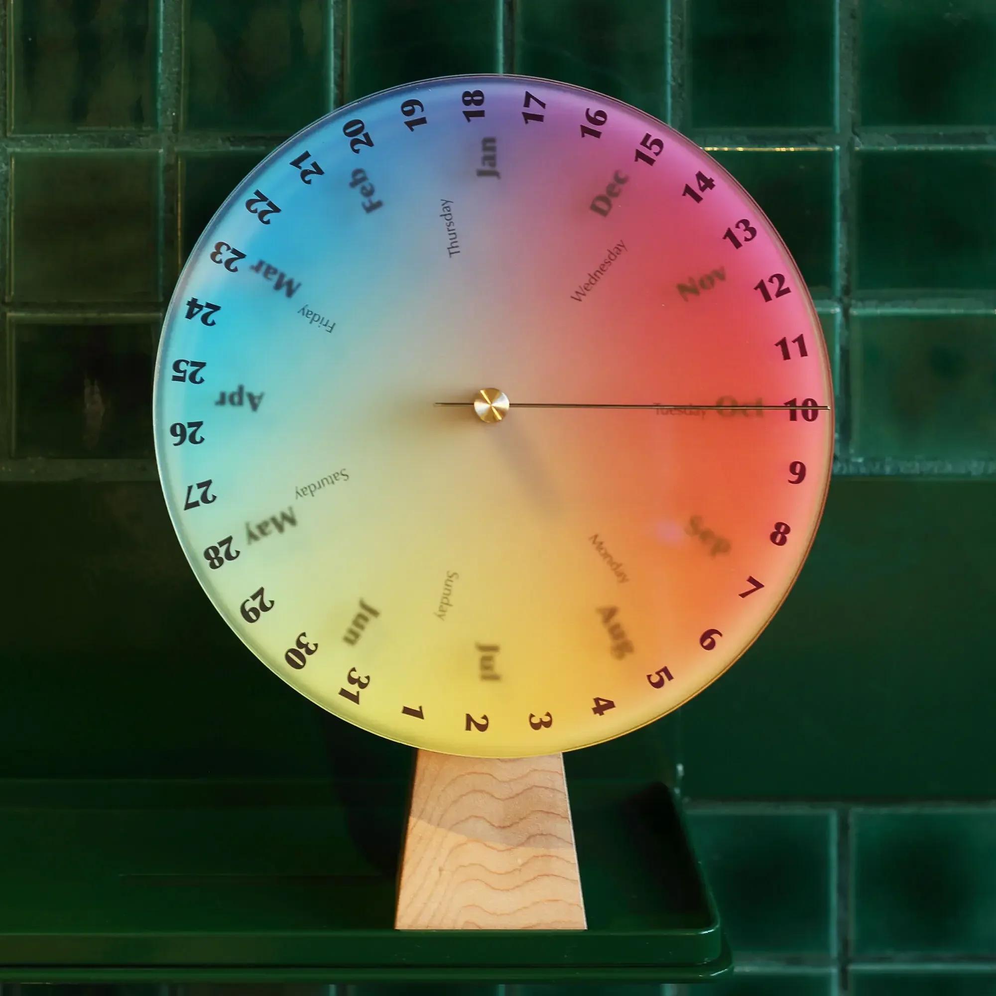 Rainbow Desk Calendar  Artistic Decoration Crafts Wooden Time Keeper Designer Gift Scheduling Accessory Vibrant Office Art Piece