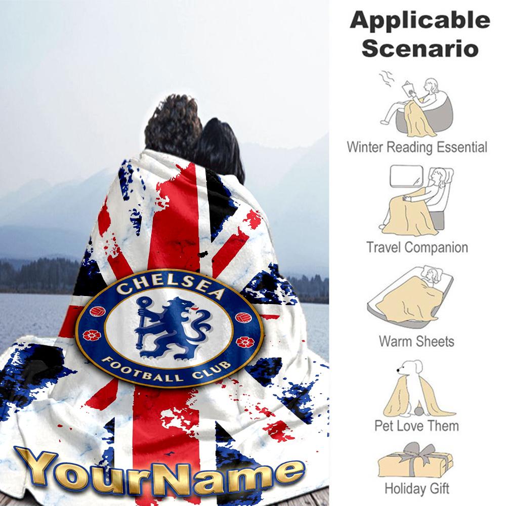 Chelsea Customize Your Name Blanket Multi-purpose Personalized Blanket Soft & Cozy for Office Bedding Chair Couch Four Seasons Universal