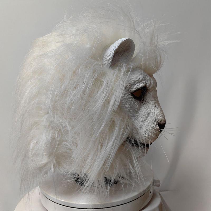 Latex Lion Mask Latex Soft Funny Party Animal Masks Lion Hair Adult Joker Halloween Costume Ball Headgear Props One Size