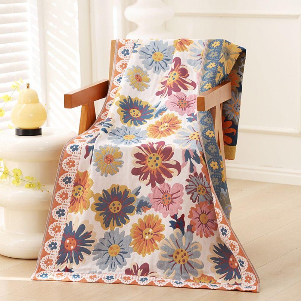 Multi Layer Beach Towel Absorbent Baby Blanket Comfortable Cotton Gauze Bath Towel  Swimming