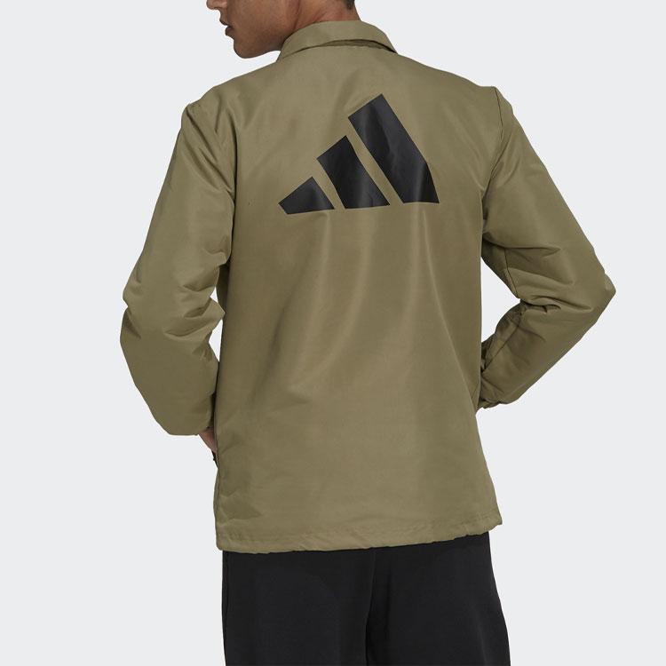 Adidas Solid Color Collared Jacket With Single-Breasted Fastening Men Outerwear Brown GR4083