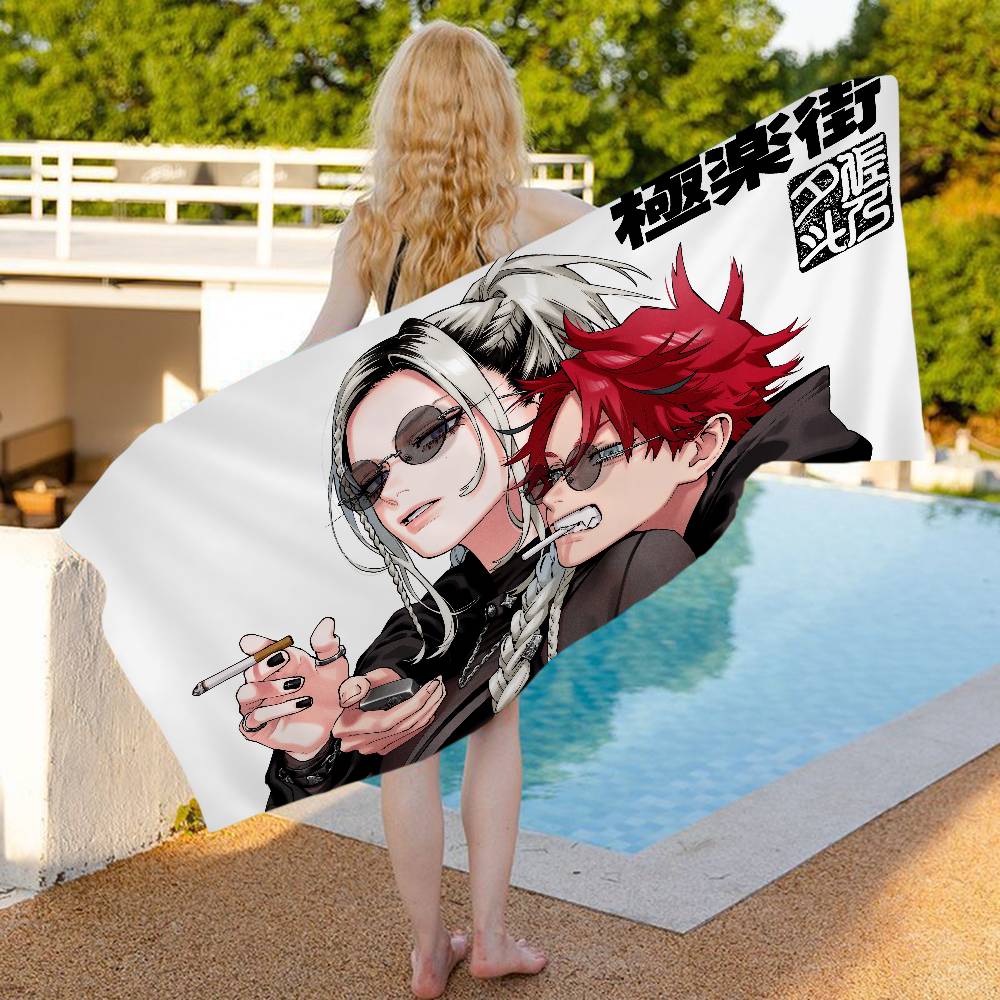 Anime G-GokurakugaiS Microfiber Blanket Quick Drying Beach Towels Oversized Printing Super Absorbent Pool Towel Blanket