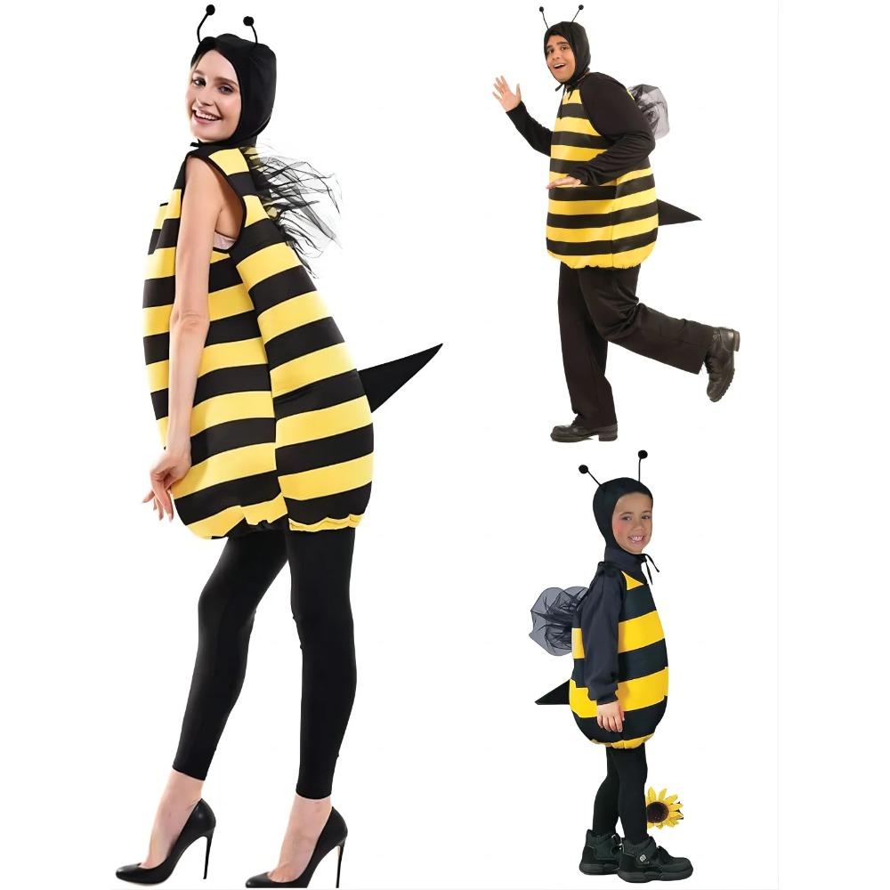 Halloween Adults Toddler Fancy Bee Cosplay Outfits Performance Animal Role Play Bee Cosplay Cute Yellow Stripe Costume