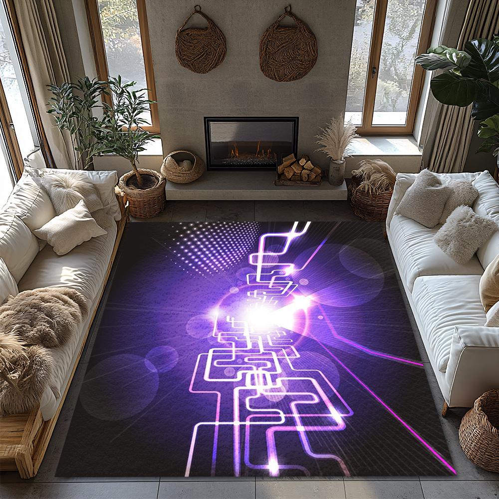 Tuniu Futuristic Circuit Board Pattern Rug, Non-Slip Home Floor Mat, Bedroom Living Room Decorative Carpet