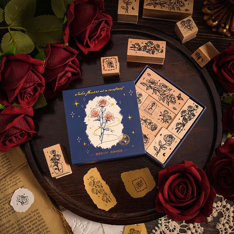 Rosewood Flower Stamp: Personalized Wooden Stamp Gift for Teachers and Students for Back-to-School Season