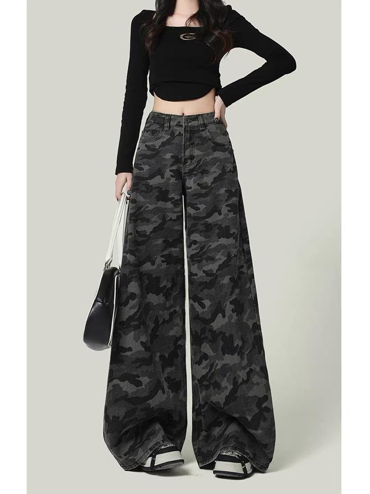 Women s High Waist Denim Pants Wide Leg Loose Fit Casual Trousers Long S
