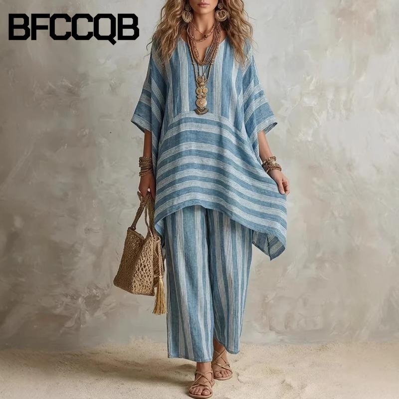 BFCCQB Women's Fashion Casual 3/4 Sleeves V Neck Pants Suits