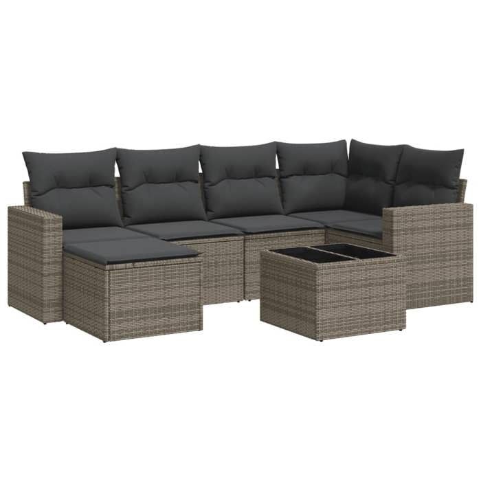 VidaXL Salon de Jardin avec Coussins 7 pcs, Canapés avec Pieds Réglables, Ensemble de Meubles d'Extérieur Patio Terrasse, 3251607
