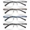 Blue Light Reading Glasses Men Computer Readers Anti Glare Metal Frame with Spring Hinge UV400 Protection Eye Strain Relief