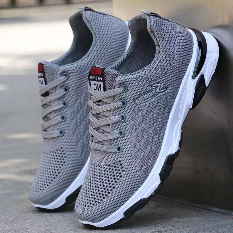 Spring and Summer New Men's Casual Shoes Comfortable Soft-soled Fly-woven Sports Shoes Lace-up Running Shoes Single Shoes