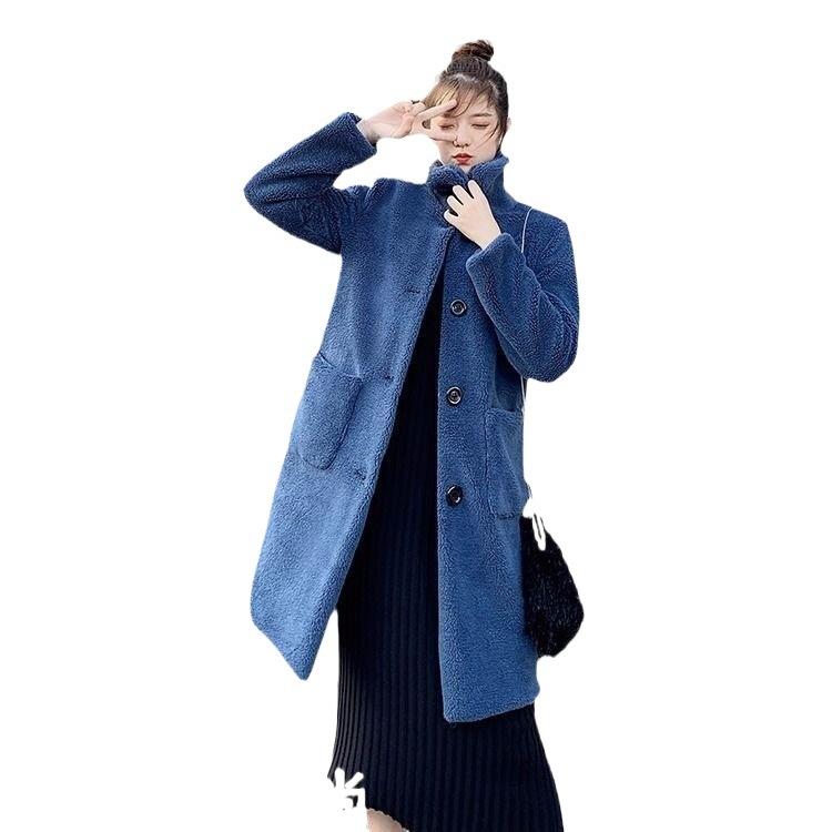 Autumn and winter new imitation fur granular short imitation wool coat medium and long sheep shearing lamb wool coat women