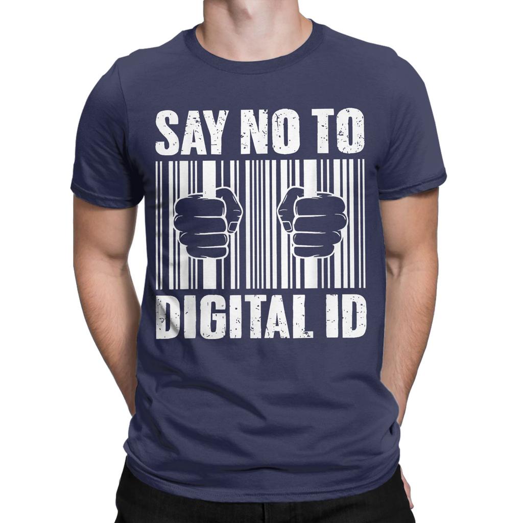 Say No To Digital Id British Men's T Shirts BritCard Protest Privacy Funny Tees Short Sleeve T-Shirt 100% Cotton Adult Clothing