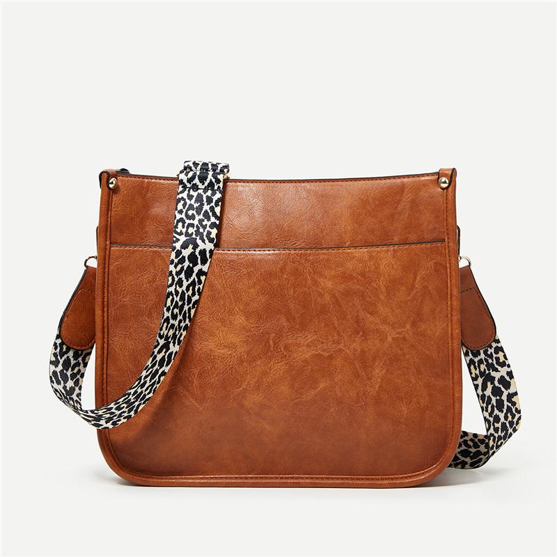 Damskie skórzane torby typu crossbody z PU, damskie małe, urocze torby na ramię, kobiece modne, w kolorze krowy, w kolorze lamparta, pasek dla dziewczynki