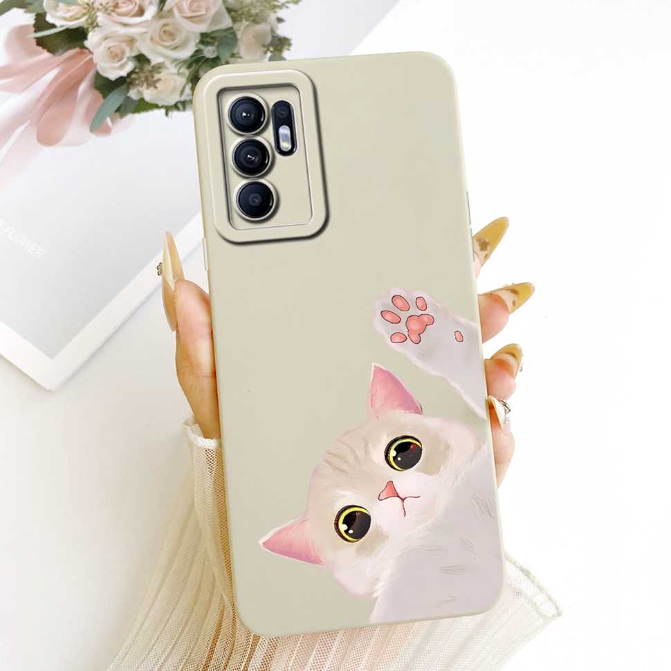 For Oppo Reno6 4G Case Fashion Cartoon Print Soft Silicone Cover For Oppo Reno6 4G CPH2235 Phone Cases Bumper