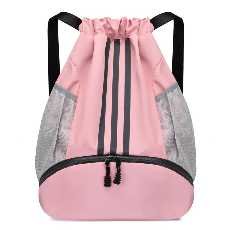 Lightweight Water-Repellent Striped Nylon Drawstring Bag - Spring Outdoor Sports & Gym Backpack