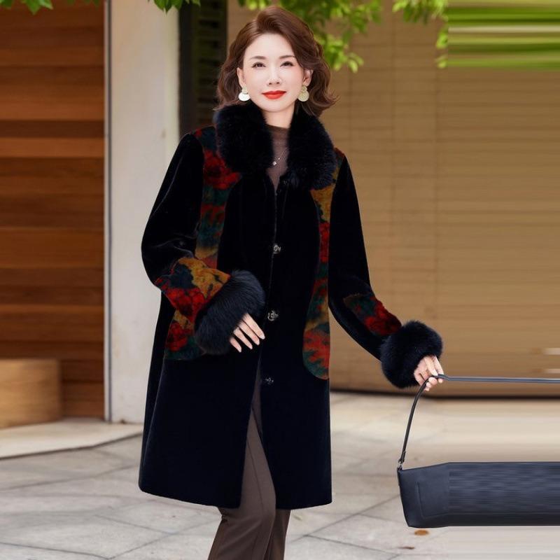 Winter Women's Coat Noble Thickened Medium Mother Mink Velvet Coat Winter Clothing Medium and Long Clothes