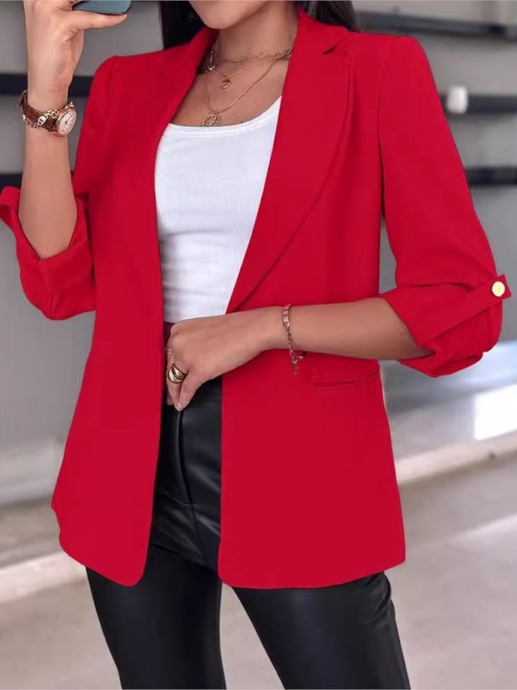 Elegant Women's Cardigan Blazer New  Autumn Winter Long Sleeve Casual Solid Color Coat Jacket For Women Slim Blazers