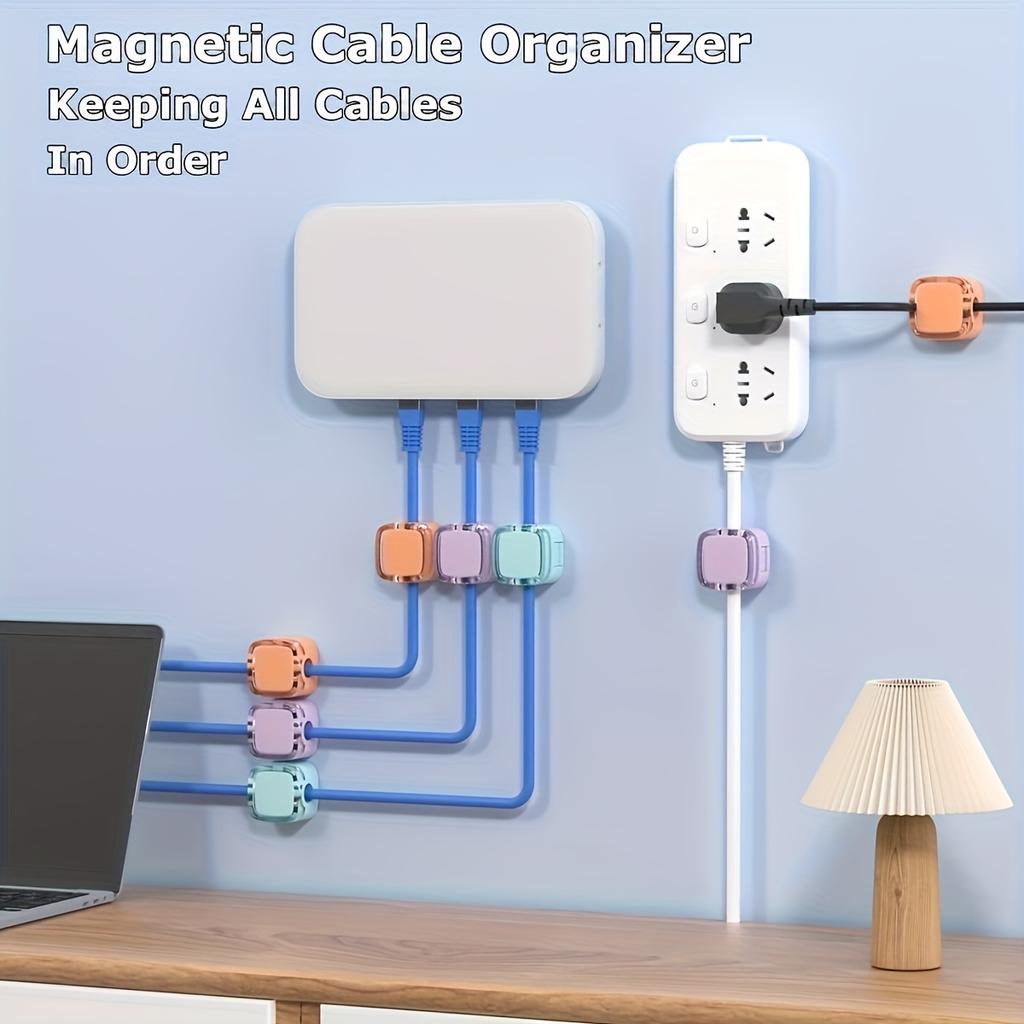 6-Pack Magnetic Cable Clips with Adjustable Adhesive Cord Holders - Strong Magnetic & Adhesive Base,Organize Chargers, Cables, Earphones, Cord Clips