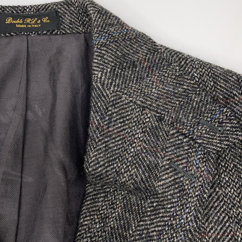 RRL 782945532001 Charcoal Gray Wool Notched Lapel Side Bentz 2B Herringbone Blazer Jacket Jacket 36S Charcoal grayUsed