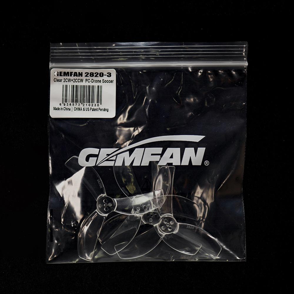 2 Pairs GEMFAN 2820 2.8 Inch 3-Blade PC Propeller 1.5mm 3 Holes for RC FPV Racing Drone Compatible with 1104-1404 Motors