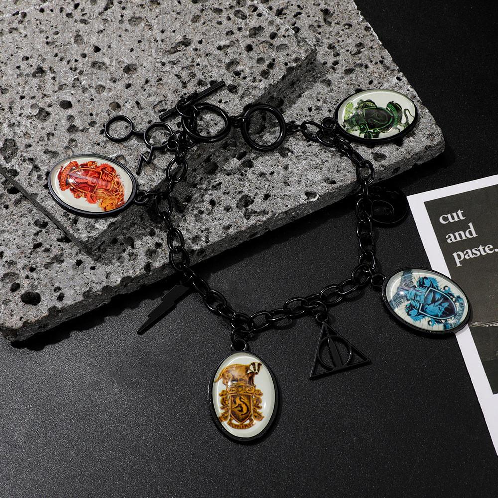 Harry Potter Night Light Bracelet With Alloy Magic School Pendant For Gift Giving