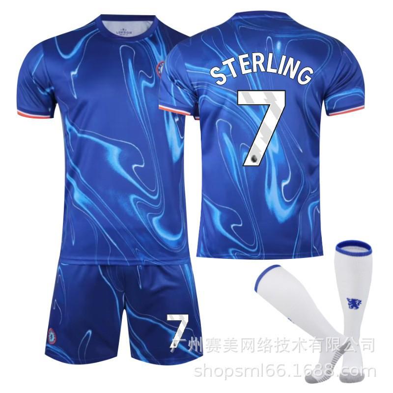 2425 Chelsea Home Football Jersey No. 7 Sterling 8 Enzo 6 Silva 20 Palmer Men's Set