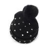 Black Soft Punk Knitted Beanie Warm Hat Winter 18x35cm for Women and Girls