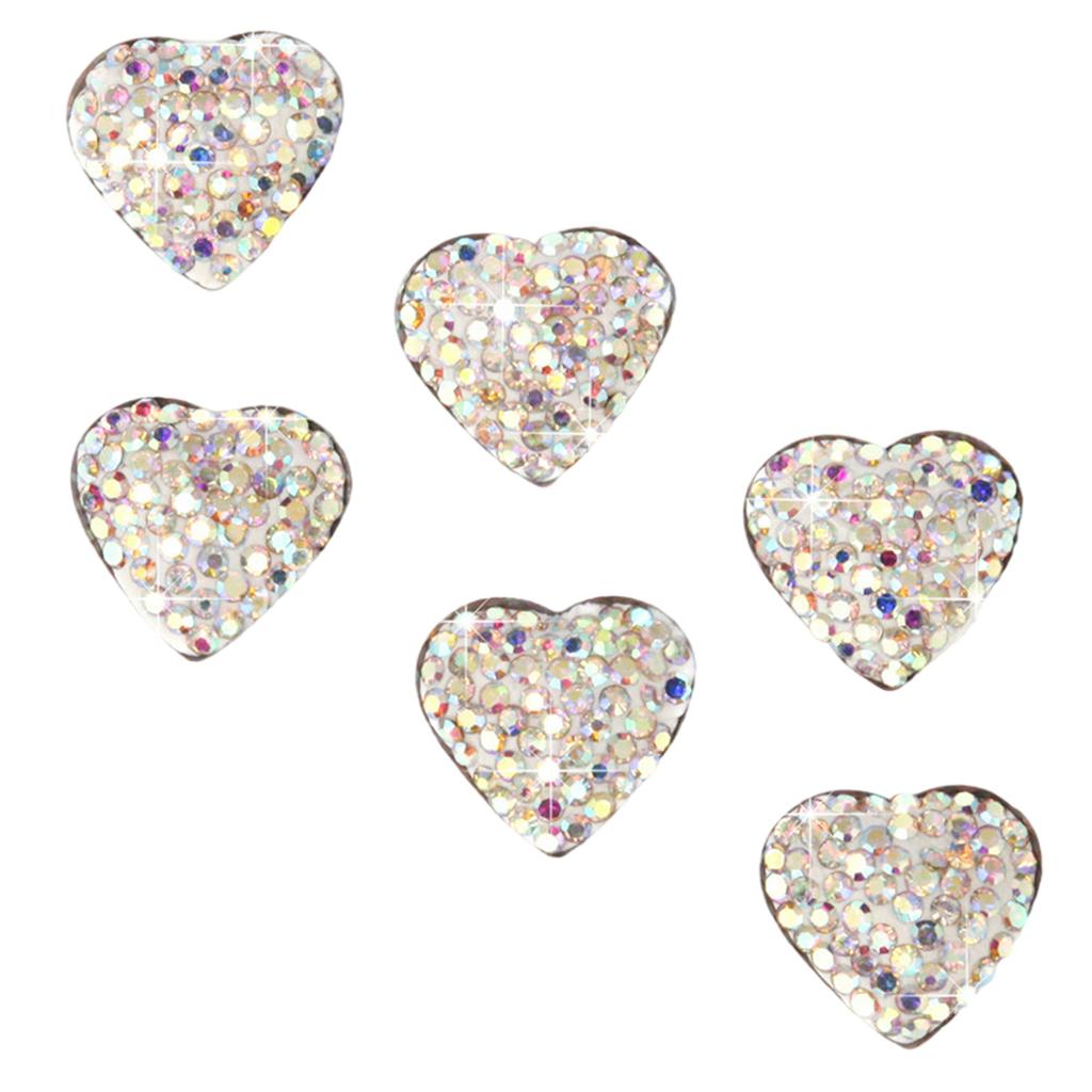 Pack Of 6 Crystal Heart Car Stickers Self Adhesive Interior Decors for Vehicle Enhancing Luxury with Rhinestone Designs