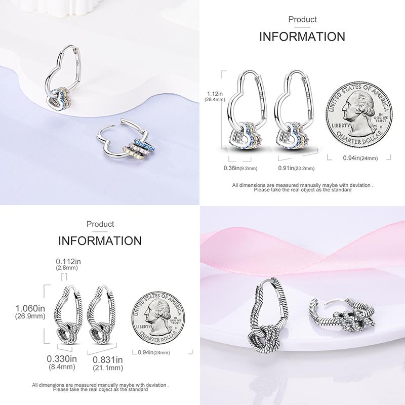 925 Silver Original Versatile Eardrop Earring Star Moon Clover Hoop Earrings For Women Wedding Engagement Gift