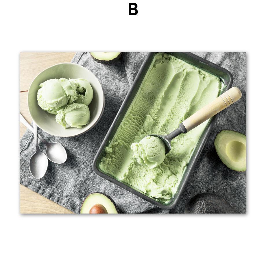 Grüne Eiswaffel Kuchen Zitat Poster und Drucke Wandkunst Leinwandmalerei Bilder für Getränkeladen Hotel Restaurant Raumdekoration