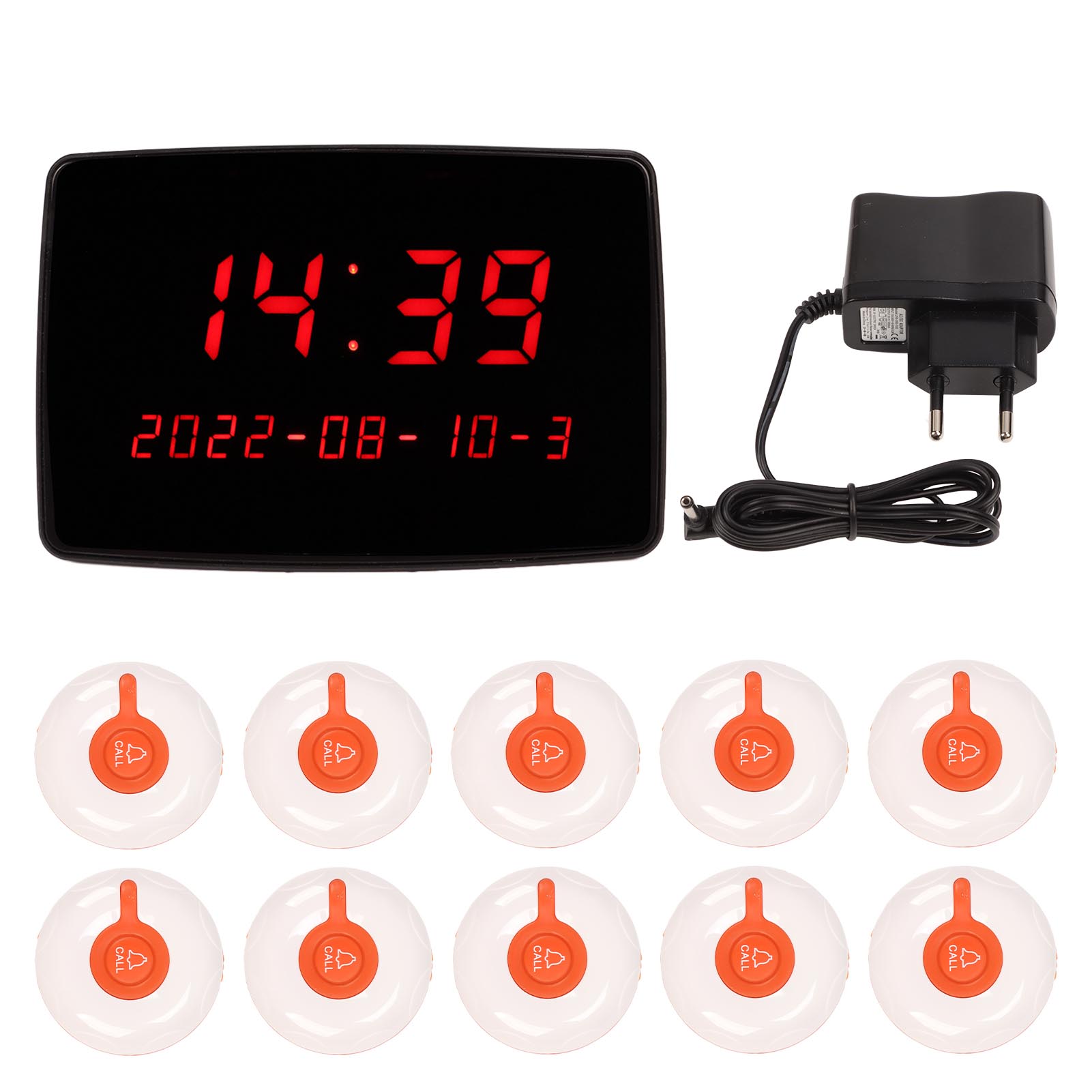 Système d'appel sans fil 10 boutons d'appel étanches 1 récepteur d'affichage Système de bipeur patient pour hôpital Bar
