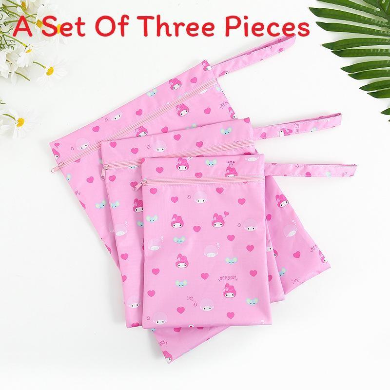 Cute Hello Kitty Kuromi My Melody Pattern Travel Storage Bag Set With Waterproof Material And Multiuse Functionality