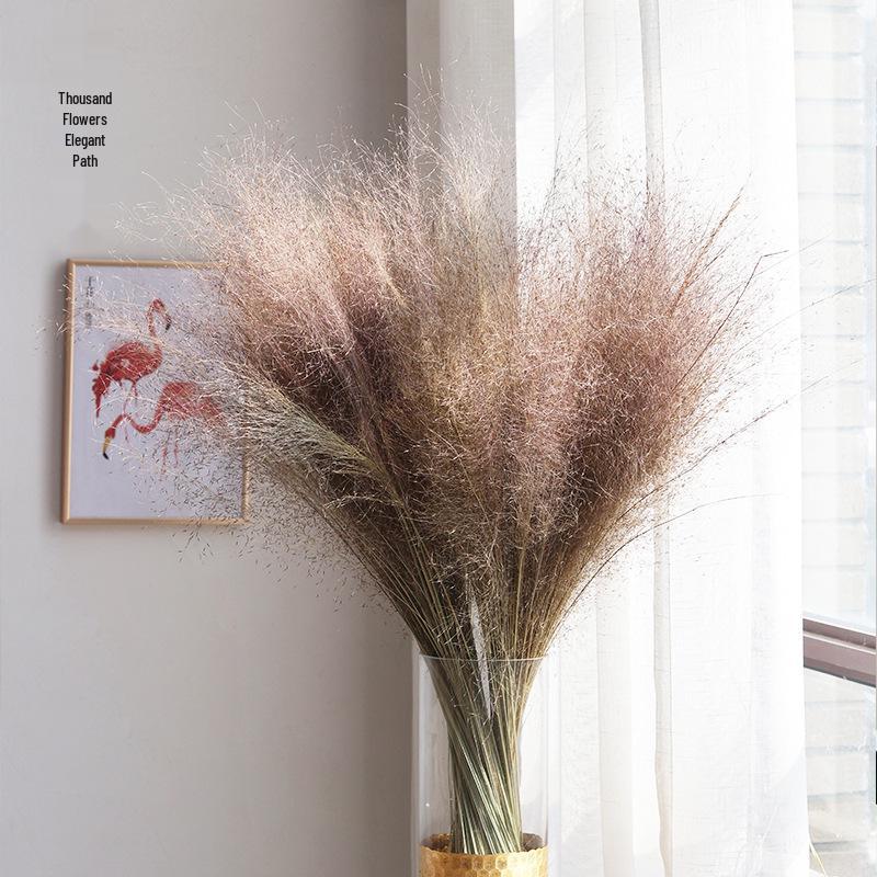 High-End Wabi-Sabi Dried Flower Decor: Natural Reeds & Wheat for Living Room or Homestay.