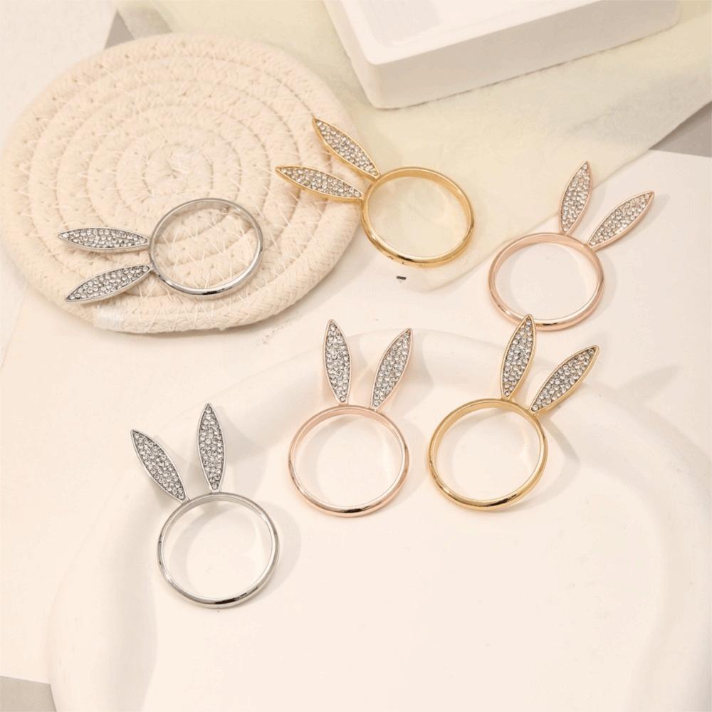 6 Piece Zinc Zinc Alloy Bunny Ear Napkin Holder 3 D Ear Napkin Buckle Creative Decorative Napkin Ring  Banquet